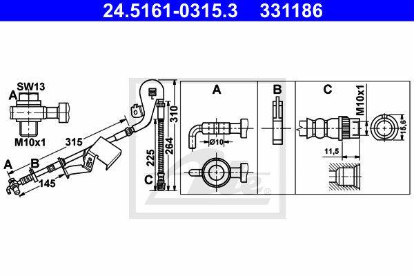 ATE 24.5161-0315.3 Flessibile del freno