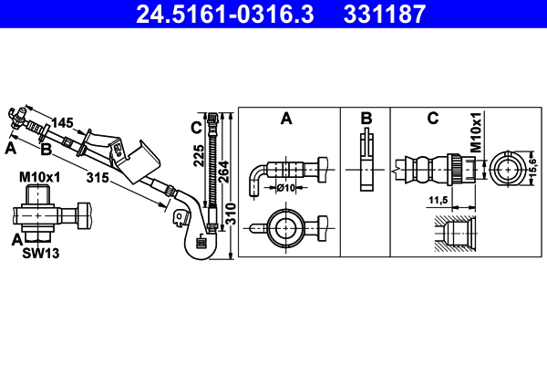 ATE 24.5161-0316.3 Bremsschlauch