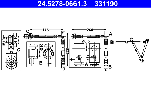 ATE 24.5278-0661.3 Bremsschlauch