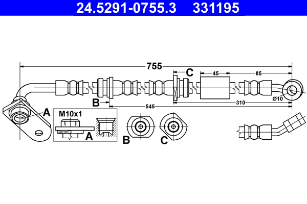 ATE 24.5291-0755.3 Bremsschlauch
