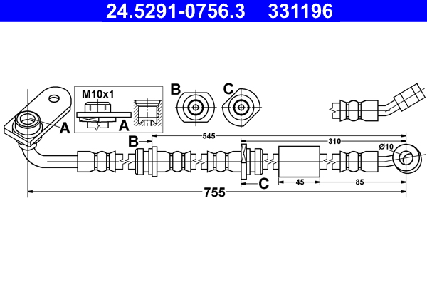 ATE 24.5291-0756.3 Bremsschlauch