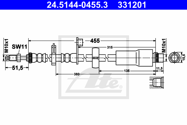 ATE 24.5144-0455.3 Flessibile del freno