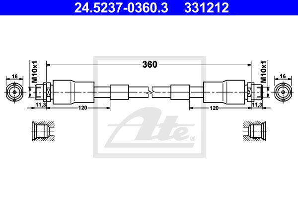 ATE 24.5237-0360.3 Flessibile del freno-Flessibile del freno-Ricambi Euro