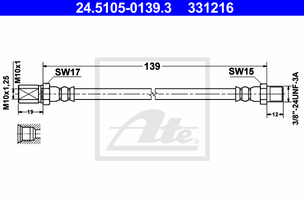 ATE 24.5105-0139.3 Flessibile del freno-Flessibile del freno-Ricambi Euro