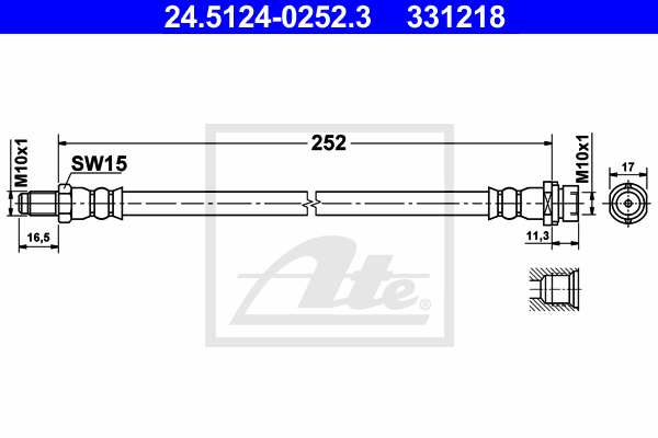 ATE 24.5124-0252.3 Flessibile del freno-Flessibile del freno-Ricambi Euro