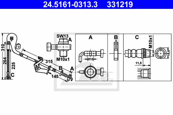 ATE 24.5161-0313.3 Flessibile del freno