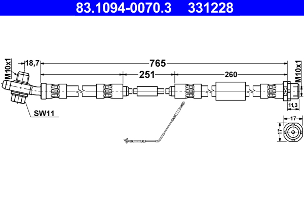 ATE 83.1094-0070.3 Bremsschlauch