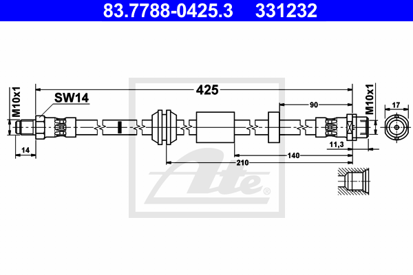 ATE 83.7788-0425.3 Flessibile del freno