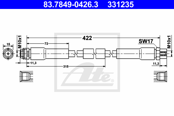 ATE 83.7849-0426.3 Flessibile del freno