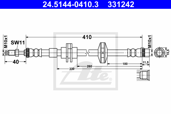 ATE 24.5144-0410.3 Flessibile del freno-Flessibile del freno-Ricambi Euro