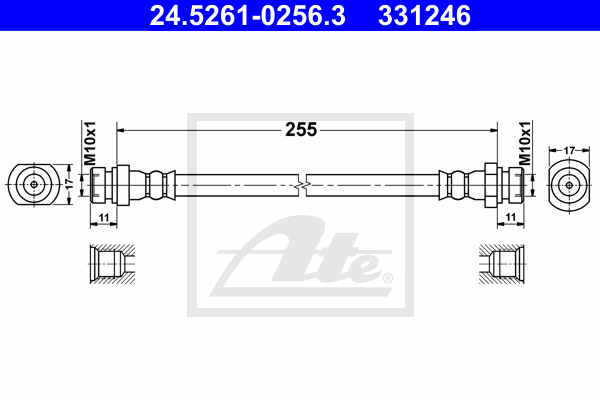 ATE 24.5261-0256.3 Flessibile del freno