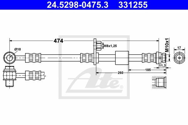 ATE 24.5298-0475.3 Flessibile del freno-Flessibile del freno-Ricambi Euro