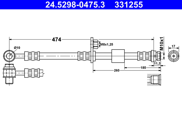 ATE 24.5298-0475.3 Bremsschlauch
