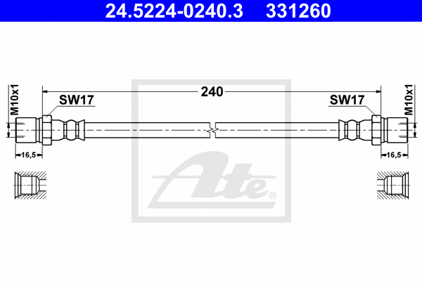 ATE 24.5224-0240.3 Flessibile del freno-Flessibile del freno-Ricambi Euro