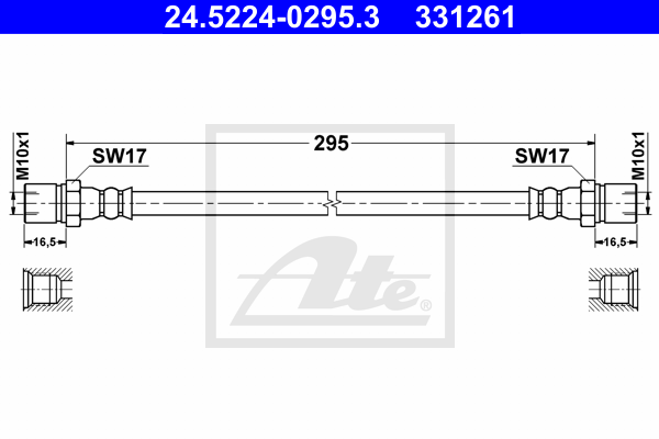 ATE 24.5224-0295.3 Flessibile del freno-Flessibile del freno-Ricambi Euro