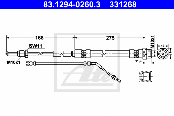 ATE 83.1294-0260.3 Flessibile del freno-Flessibile del freno-Ricambi Euro