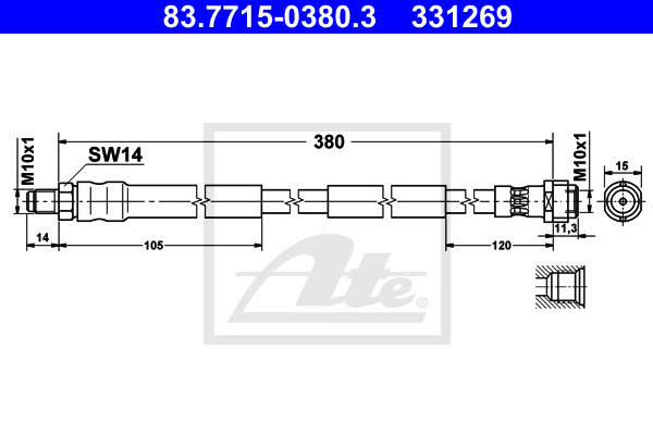 ATE 83.7715-0380.3 Flessibile del freno