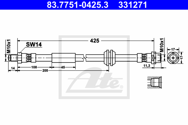 ATE 83.7751-0425.3 Flessibile del freno-Flessibile del freno-Ricambi Euro