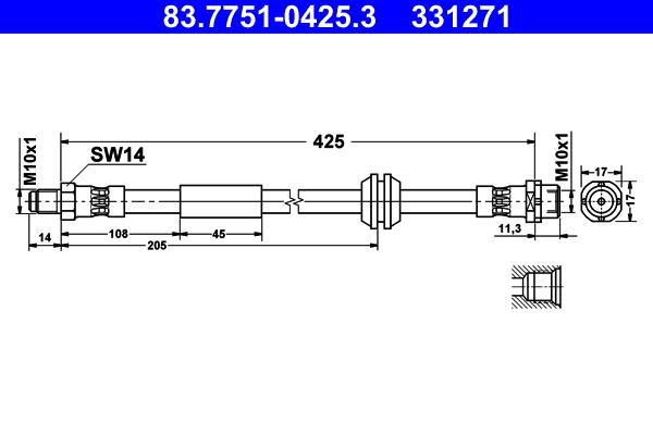 ATE 83.7751-0425.3 Bremsschlauch