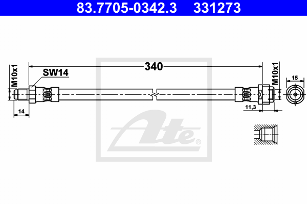 ATE 83.7705-0342.3 Flessibile del freno-Flessibile del freno-Ricambi Euro