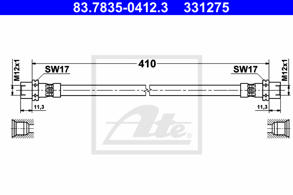 ATE 83.7835-0412.3 Flessibile del freno