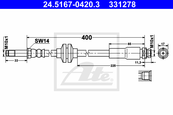 ATE 24.5167-0420.3 Flessibile del freno