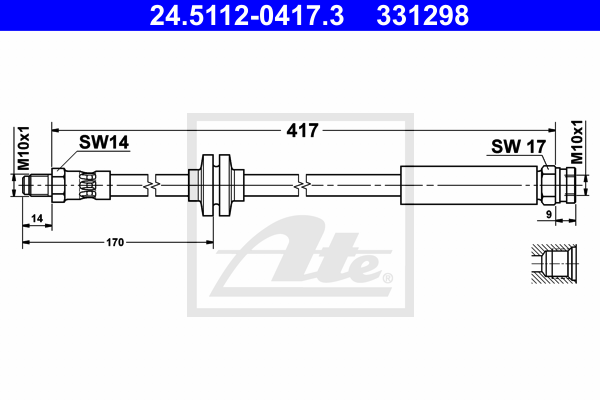 ATE 24.5112-0417.3 Flessibile del freno-Flessibile del freno-Ricambi Euro