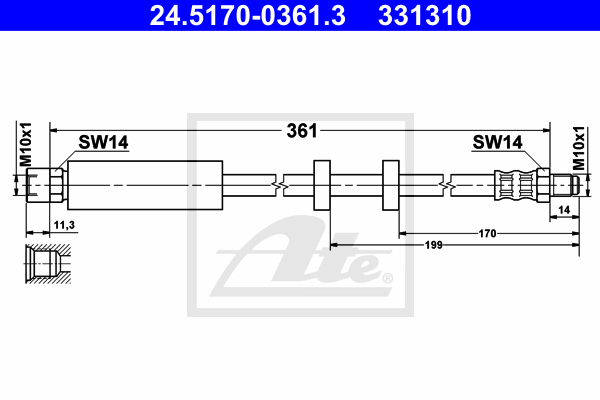 ATE 24.5170-0361.3 Flessibile del freno-Flessibile del freno-Ricambi Euro