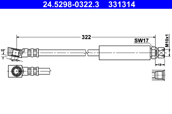 ATE 24.5298-0322.3 Bremsschlauch