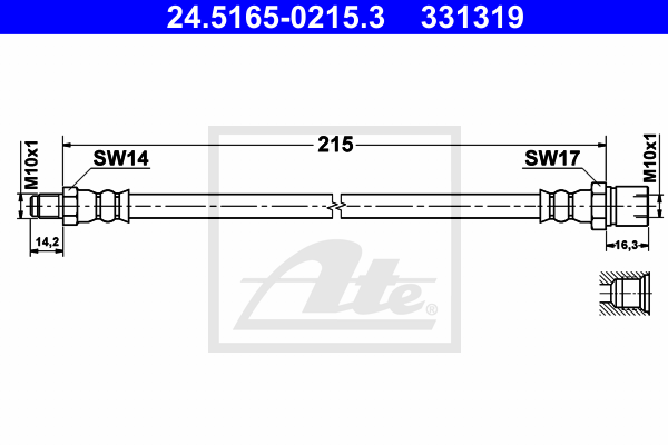 ATE 24.5165-0215.3 Flessibile del freno-Flessibile del freno-Ricambi Euro