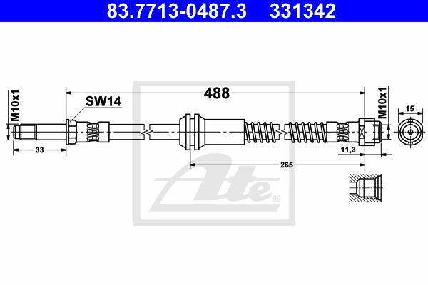 ATE 83.7713-0487.3 Flessibile del freno-Flessibile del freno-Ricambi Euro