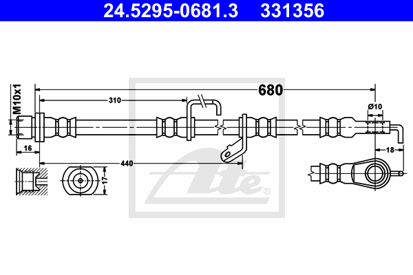 ATE 24.5295-0681.3 Flessibile del freno-Flessibile del freno-Ricambi Euro