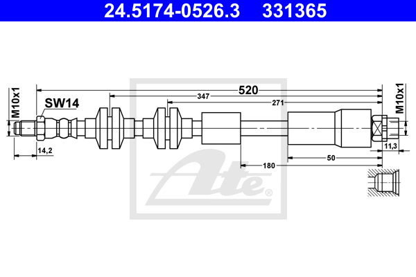 ATE 24.5174-0526.3 Flessibile del freno