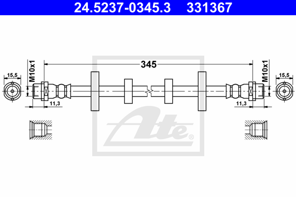 ATE 24.5237-0345.3 Flessibile del freno-Flessibile del freno-Ricambi Euro