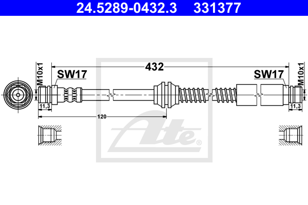 ATE 24.5289-0432.3 Flessibile del freno-Flessibile del freno-Ricambi Euro