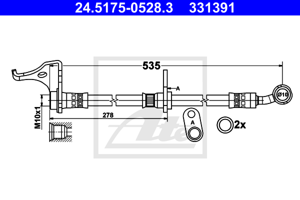 ATE 24.5175-0528.3 Flessibile del freno