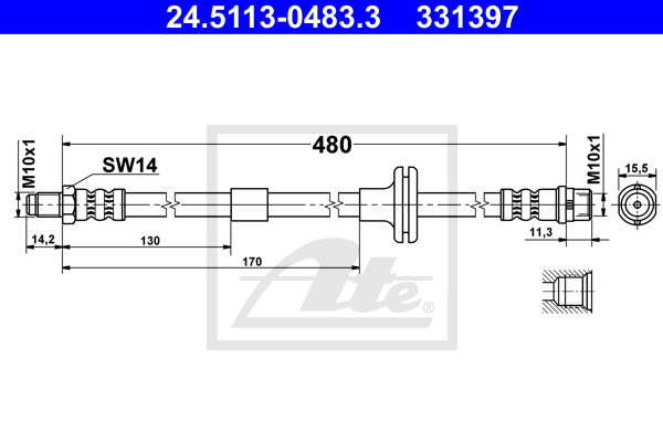 ATE 24.5113-0483.3 Flessibile del freno