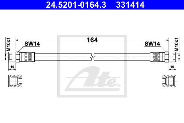 ATE 24.5201-0164.3 Flessibile del freno-Flessibile del freno-Ricambi Euro
