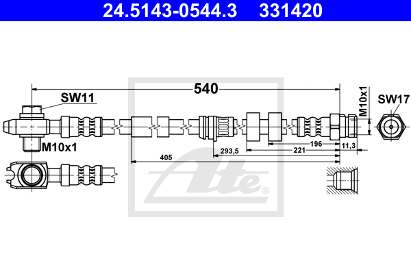 ATE 24.5143-0544.3 Flessibile del freno-Flessibile del freno-Ricambi Euro