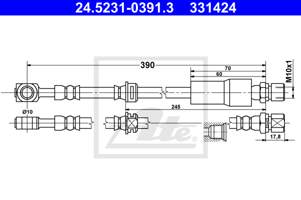 ATE 24.5231-0391.3 Flessibile del freno