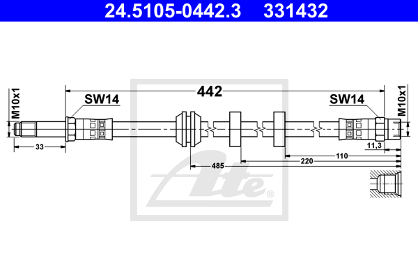 ATE 24.5105-0442.3 Flessibile del freno-Flessibile del freno-Ricambi Euro