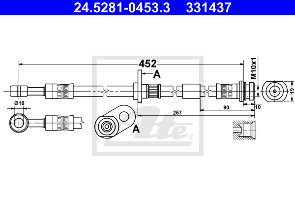 ATE 24.5281-0453.3 Flessibile del freno-Flessibile del freno-Ricambi Euro