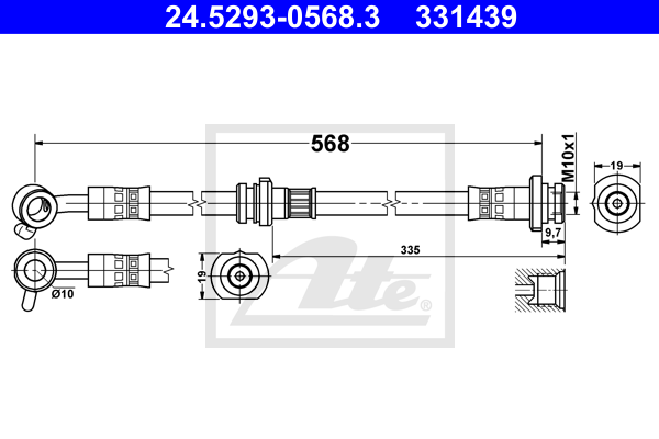 ATE 24.5293-0568.3 Flessibile del freno-Flessibile del freno-Ricambi Euro