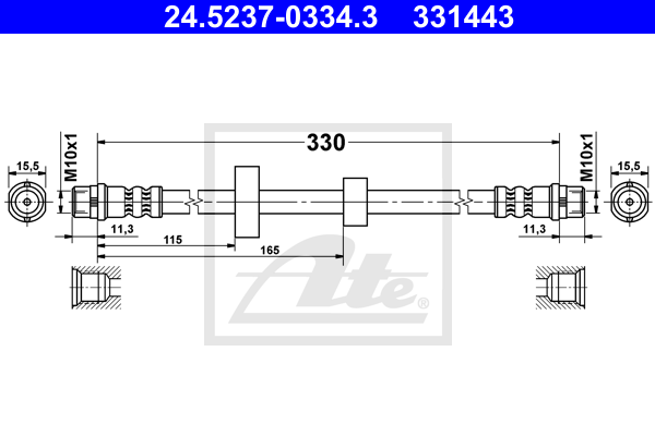 ATE 24.5237-0334.3 Flessibile del freno