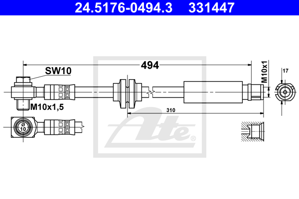 ATE 24.5176-0494.3 Flessibile del freno