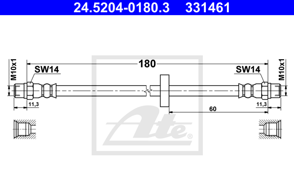 ATE 24.5204-0180.3 Flessibile del freno-Flessibile del freno-Ricambi Euro