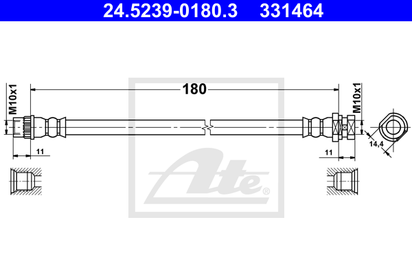 ATE 24.5239-0180.3 Flessibile del freno-Flessibile del freno-Ricambi Euro