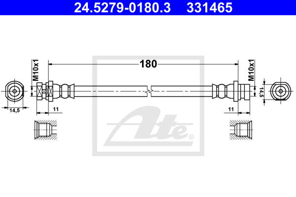 ATE 24.5279-0180.3 Flessibile del freno-Flessibile del freno-Ricambi Euro