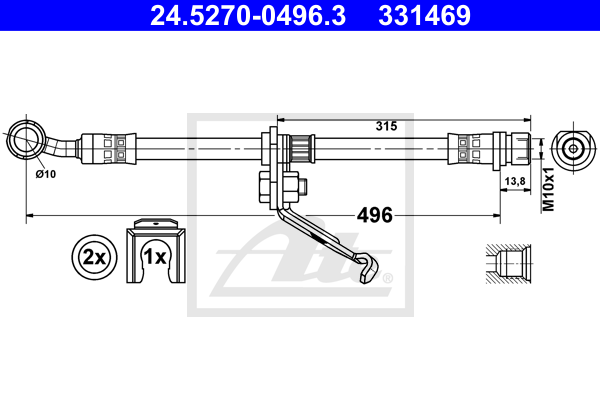 ATE 24.5270-0496.3 Flessibile del freno