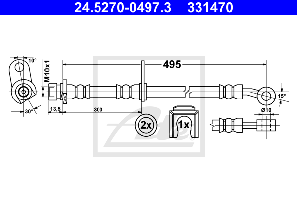 ATE 24.5270-0497.3 Flessibile del freno-Flessibile del freno-Ricambi Euro